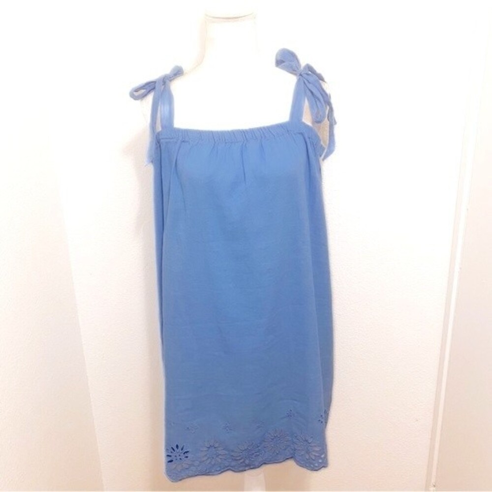 NWT J.Crew Tie-Shoulder Hydrangea Mini Dress Embroidery Size Large - Picture 4 of 9
